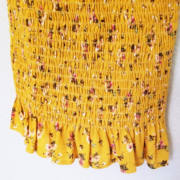 NEW Free People Bella Smocked Slip Tie Strap Bodycon Mini Dress XS Yellow Gold - Picture 10 of 12
